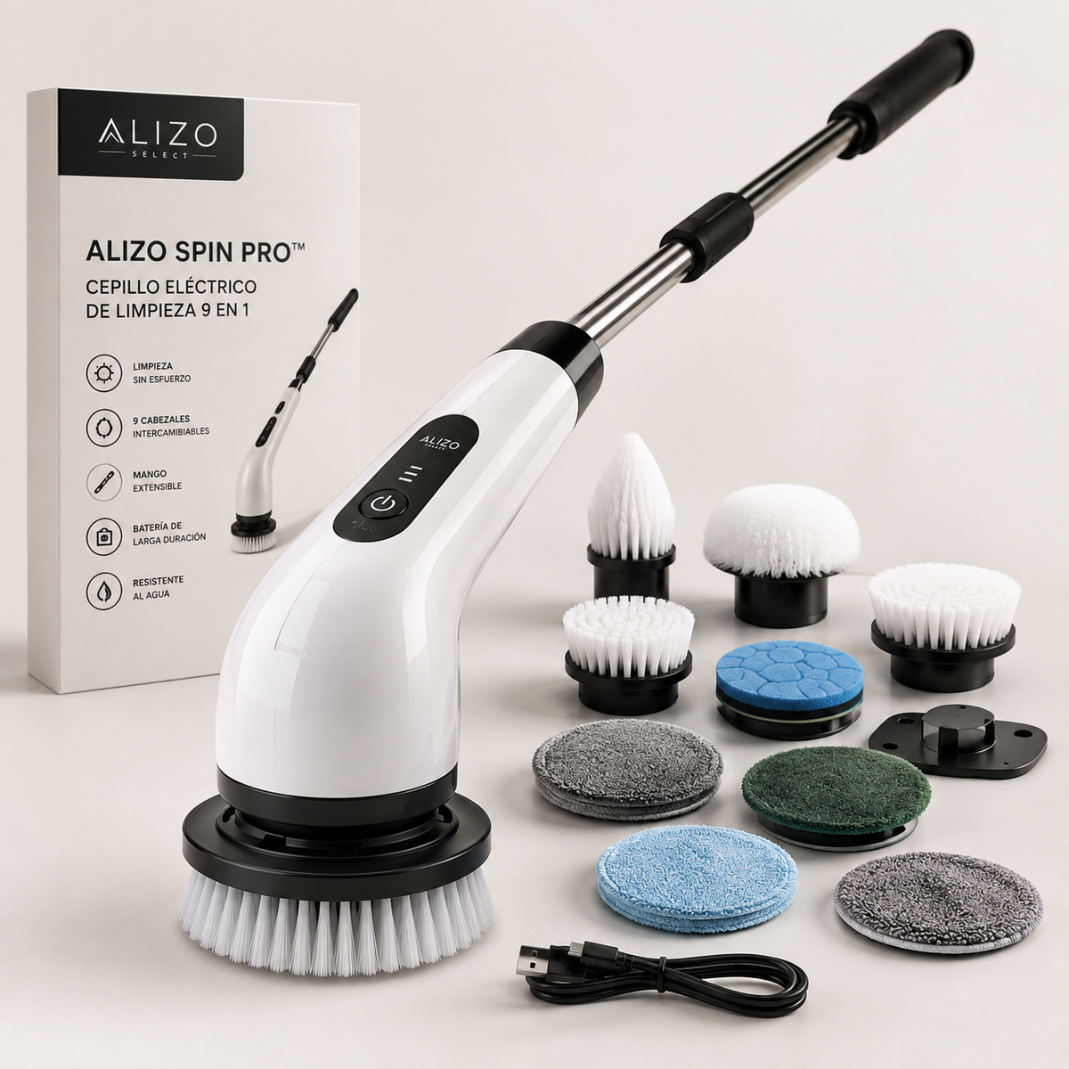 Alizo Spin Pro | Cepillo Eléctrico de Limpieza 9 en 1